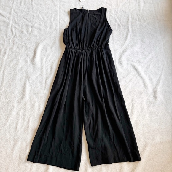 Eileen Fisher Cropped Sleeveless Black Jumpsuit Wide Leg Style Size XS - Picture 10 of 15